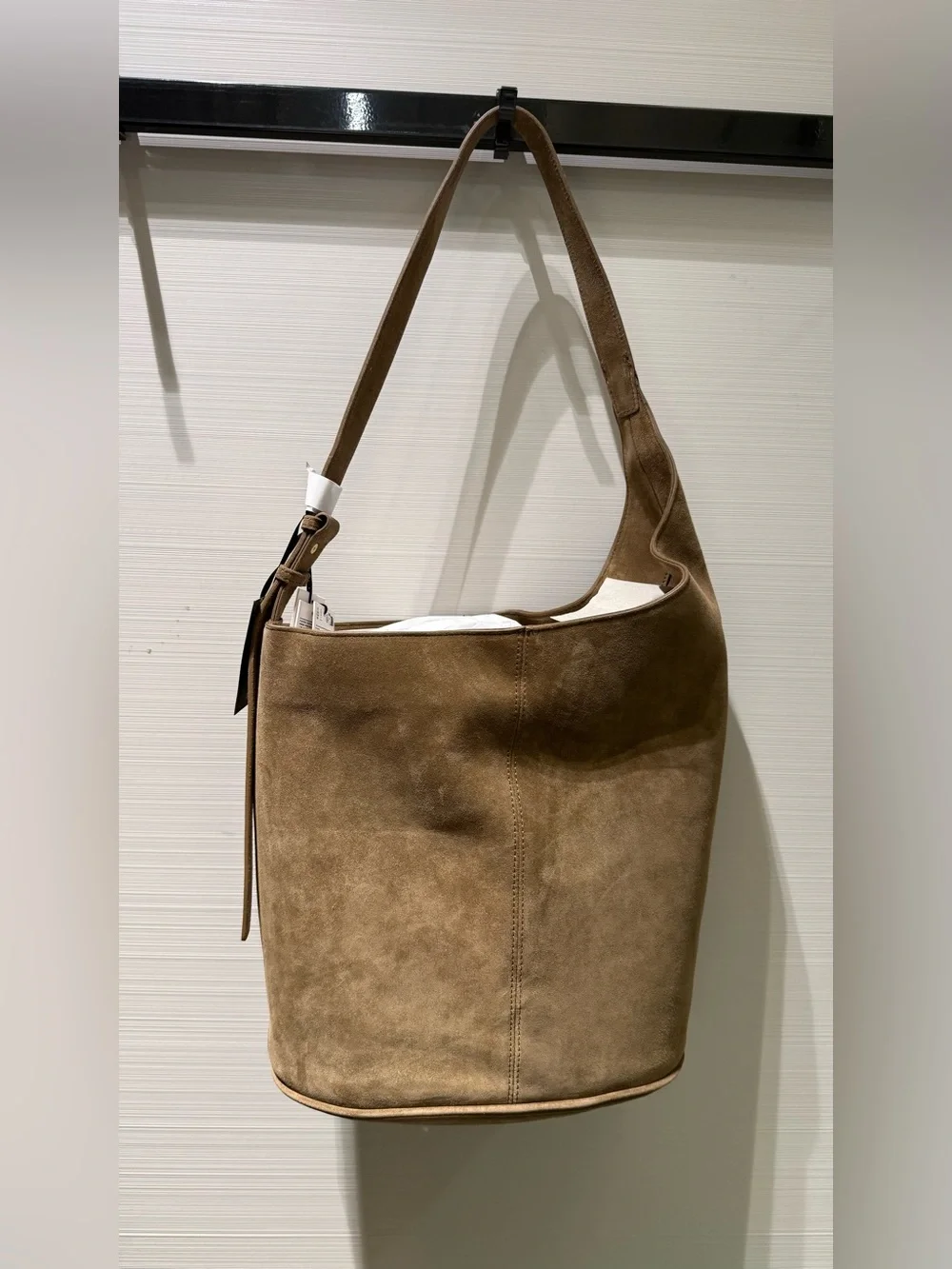 ZARA ASYMMETRIC LEATHER BUCKET BAG